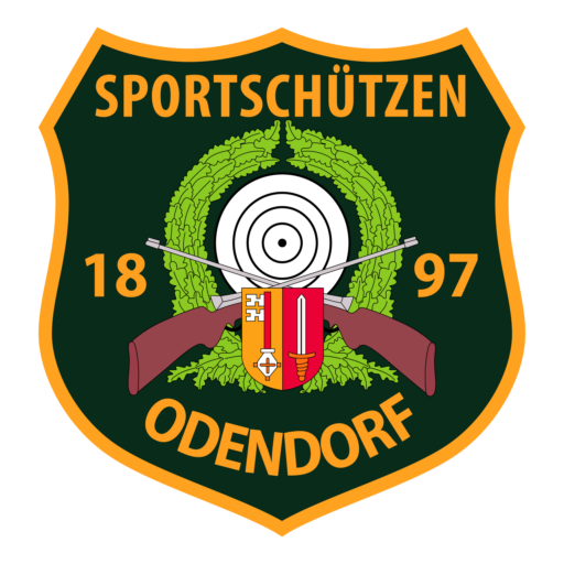 Ein mittig gestelltes großes Logo der Sportschützen Odendorf.